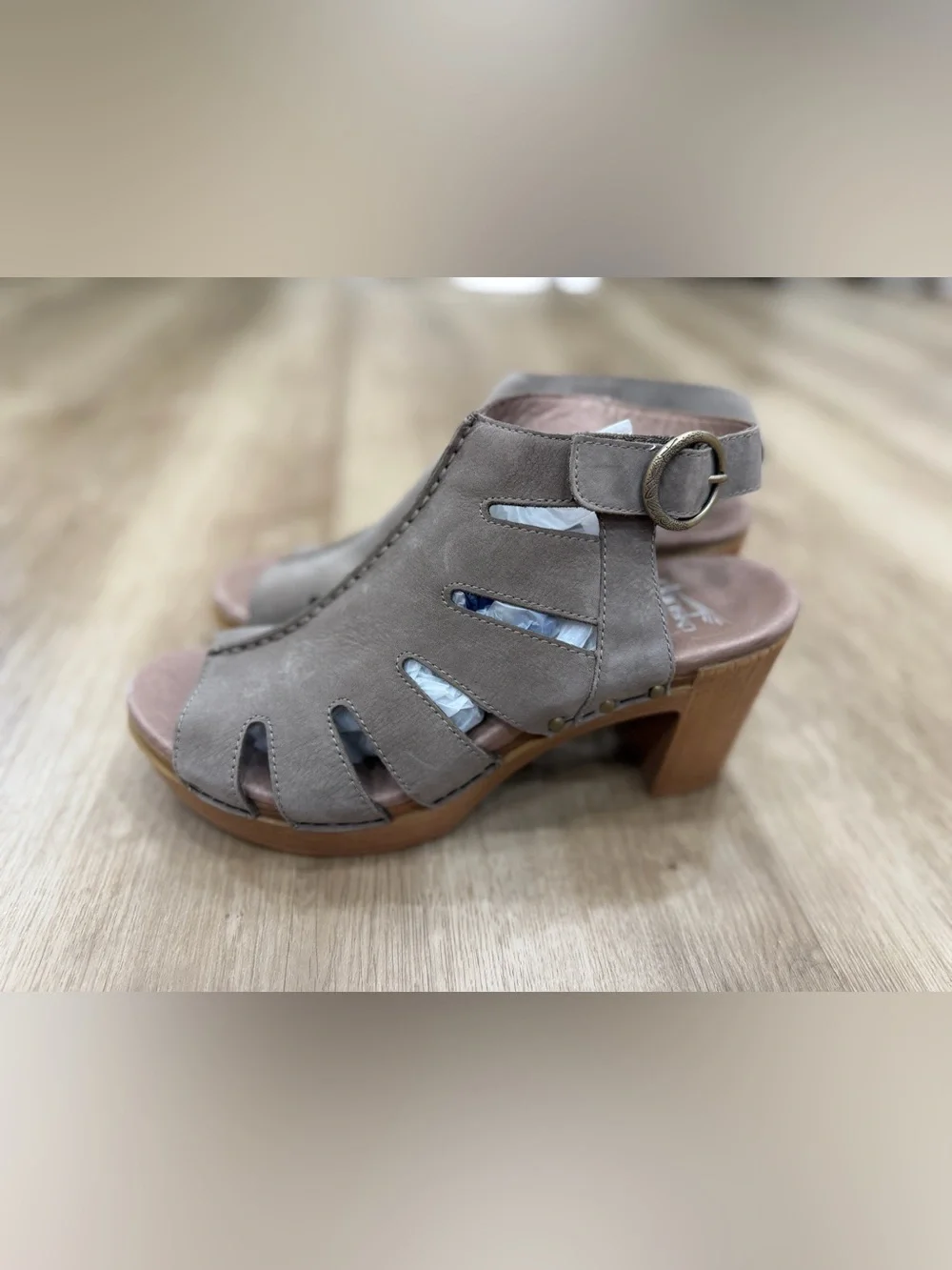 Dansko leather nubuck block heel ankle sandals casual office comfort size 40/9.5